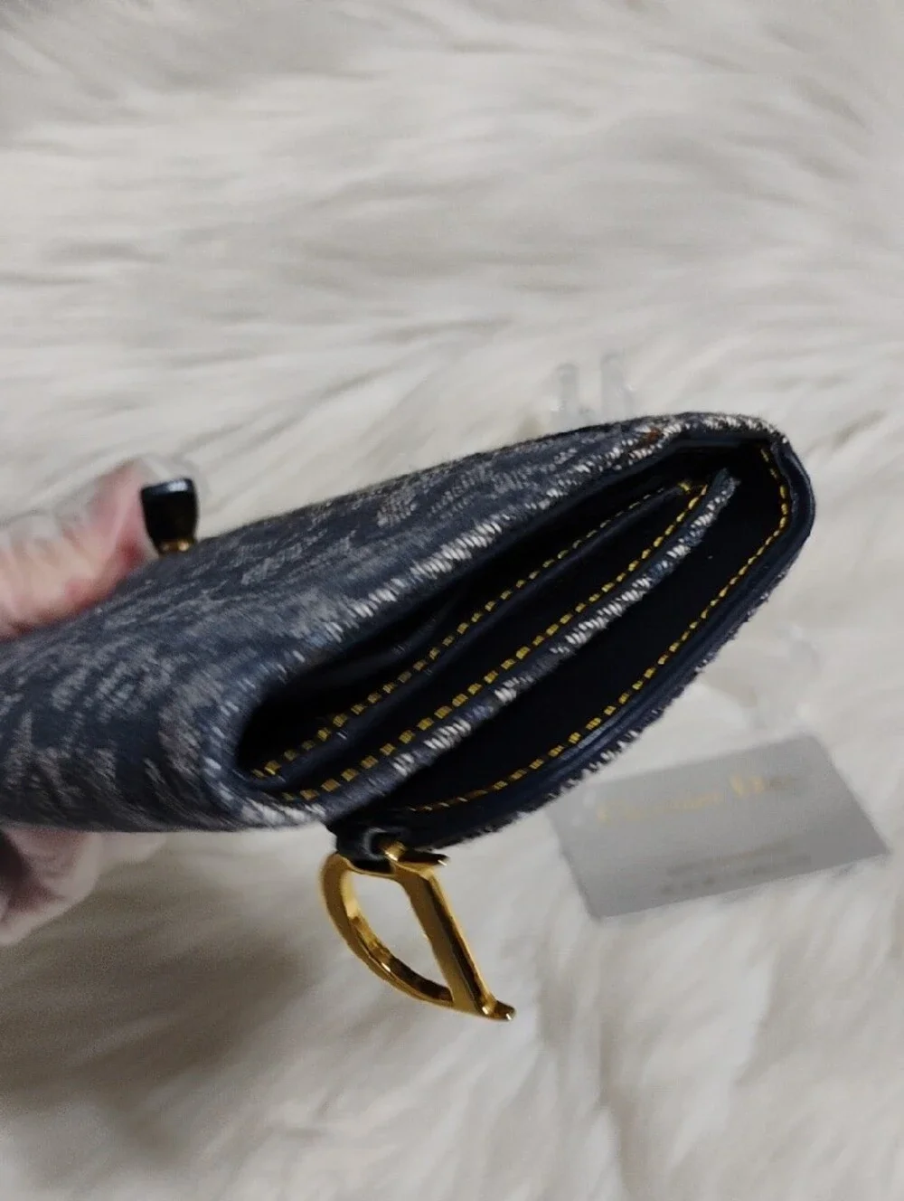 SALE! Christian Dior Navy Monogram Canvas Saddle Wallet W/Card